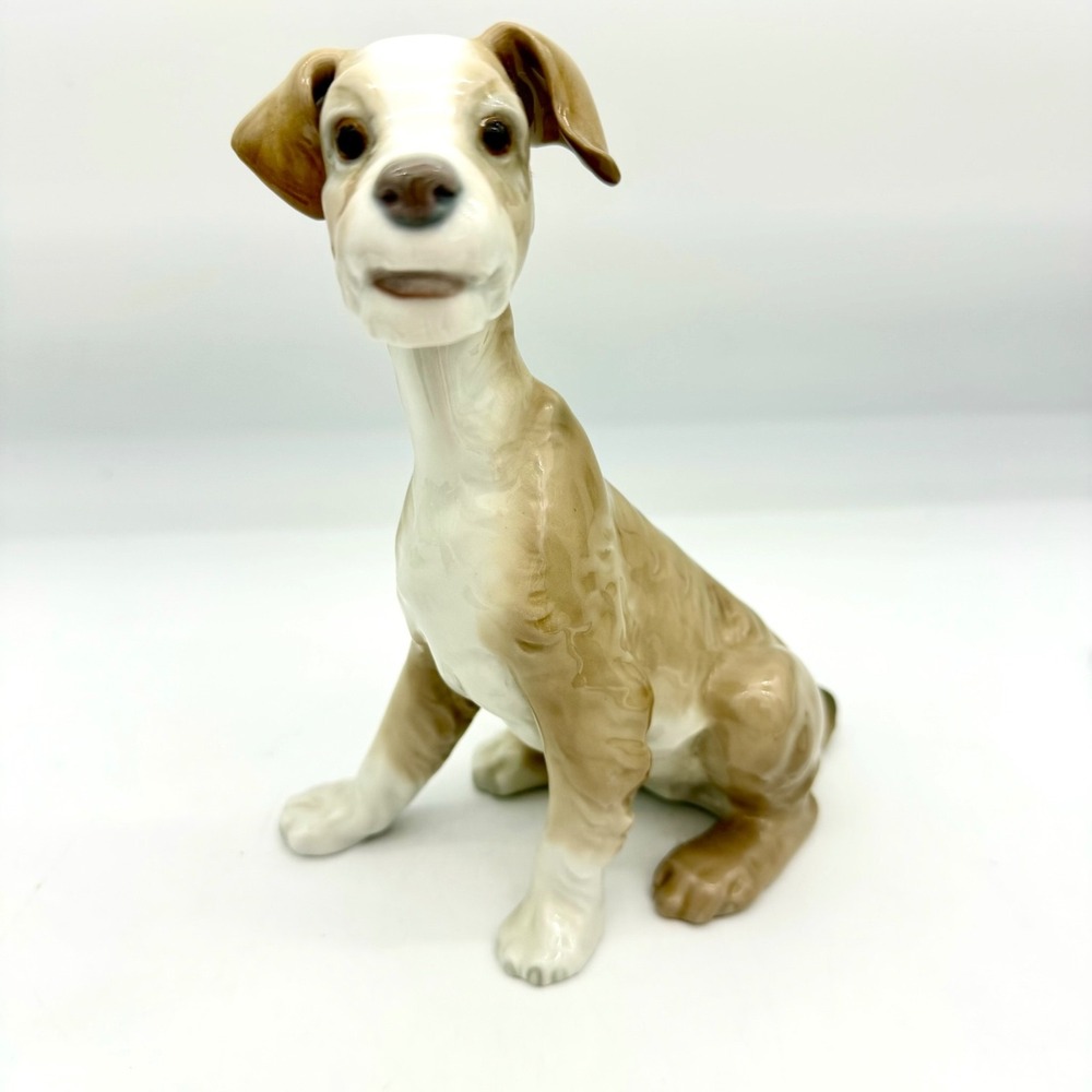 Lladro Vintage Setter Dog Animal Figurine Glazed Porcelain Brown White Mo: #4583
